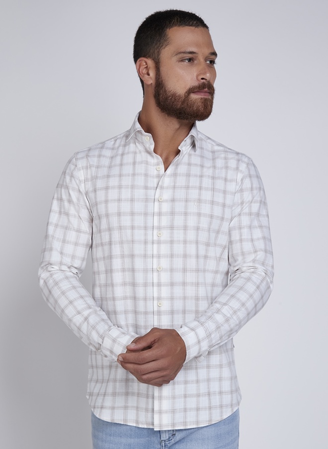 Camisa Slim Fio Tinto Xadrez Masculina Individual Camisa