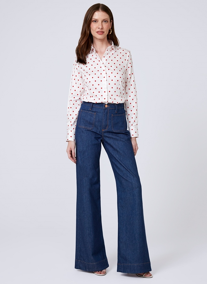 Camisa Slim Estampada Po Dudalina Feminina Camisa Slim