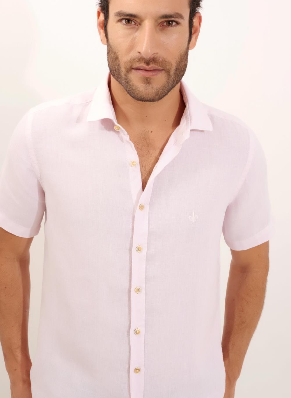 camisa manga curta masculina linho