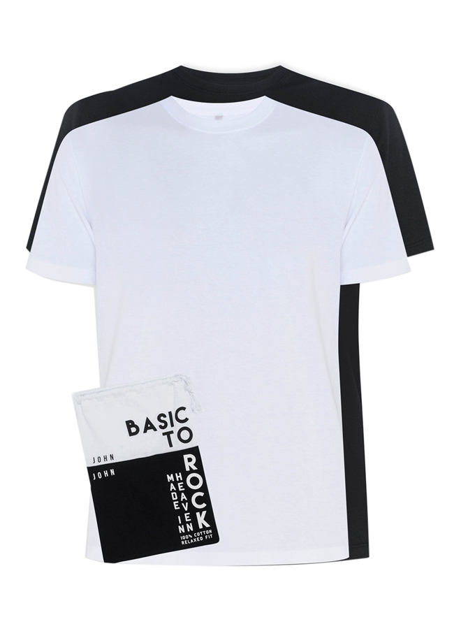 Camiseta John John Basic Masculina - Preto Fosco+Amarelo