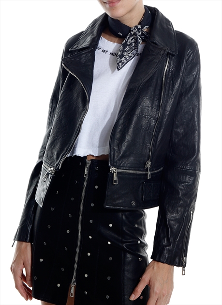 jaqueta de couro feminina preta
