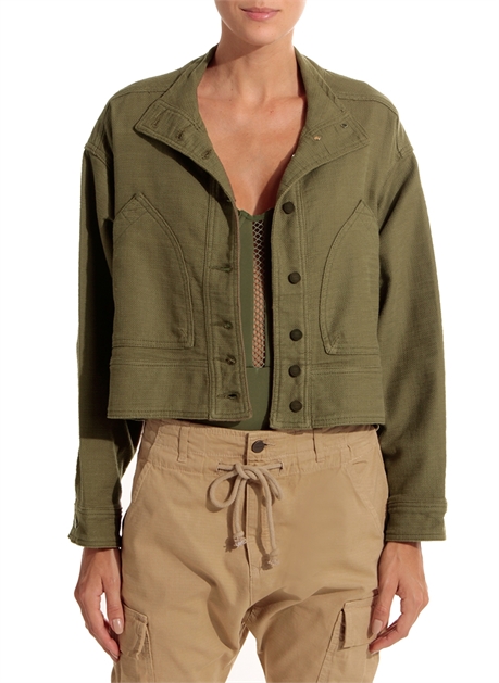 camisa jeans verde militar feminina