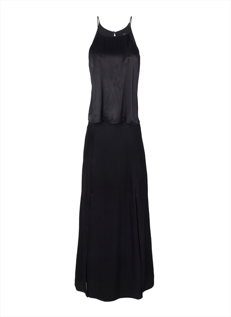 vestido longo preto alça fina