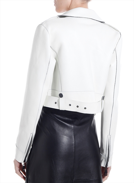 jaqueta de couro feminina off white