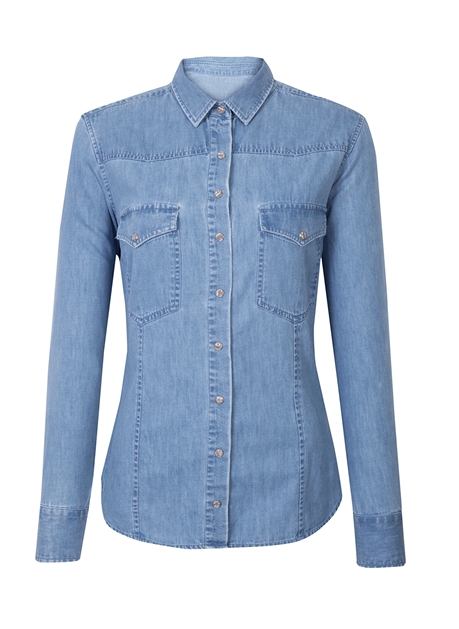 camisa jeans slim feminina