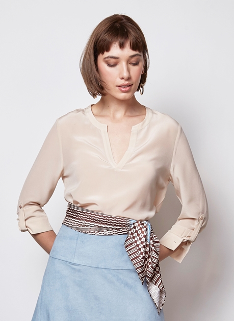 camisa seda feminina