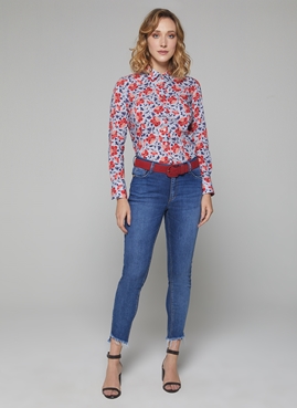 camisa dudalina estampada feminina