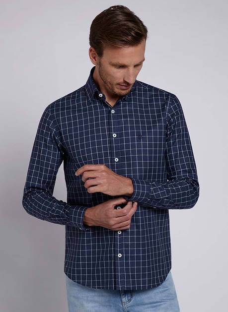 Camisa Comfort Fio Tinto Xadrez Masculina Individual 53.04.2487