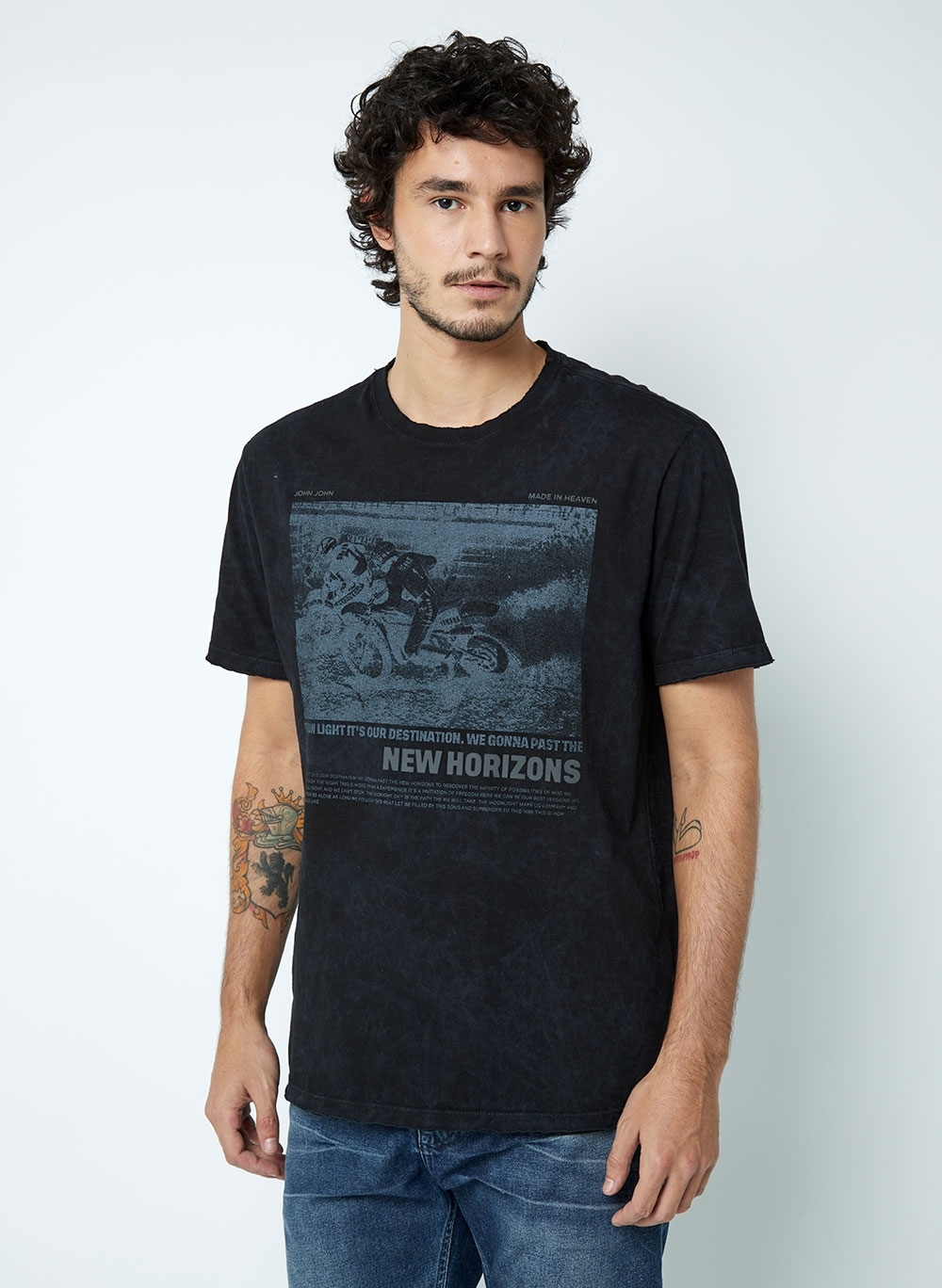 Camiseta John John Masculina Regular Washed Heaven Inc Preta 