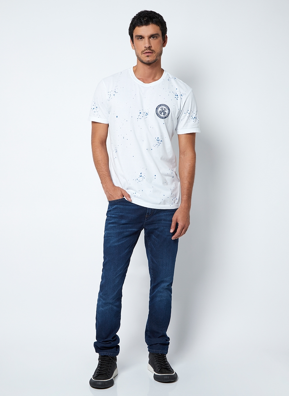 Camiseta John John Masculina Regular Splashed Live It Branca