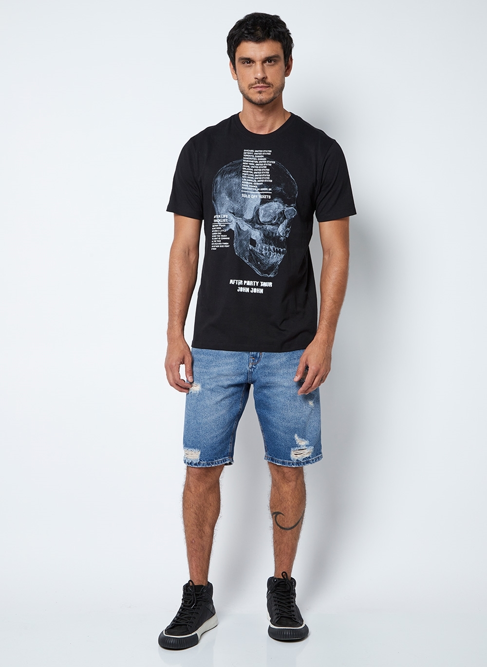 Camiseta John John Masculina Points Preta - Preto John John