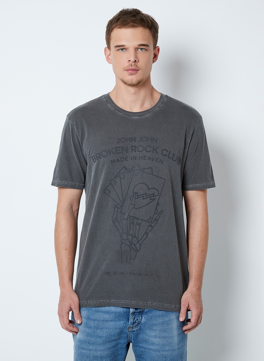 Camiseta John John Masculina Regular Washed Heaven Inc Preta