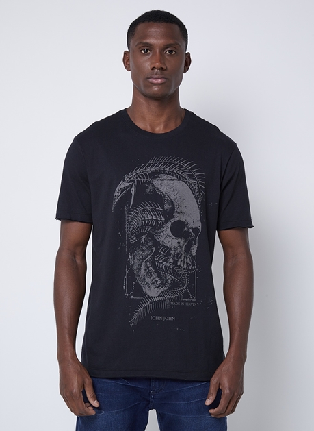 Camiseta John John Masculina Blue Skull Preta - Preto