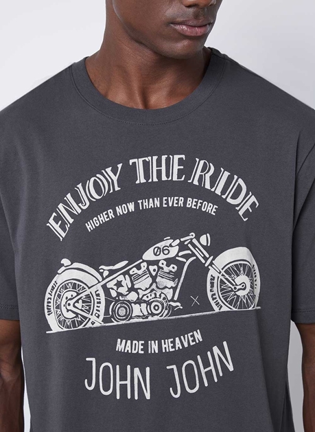 Camiseta John John Masculina Regular Moto Heaven Riders Preta