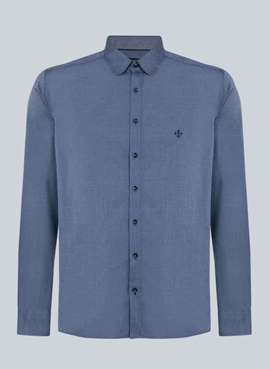 Camisa Dudalina Wrinkle Slim Masculina Azul Médio