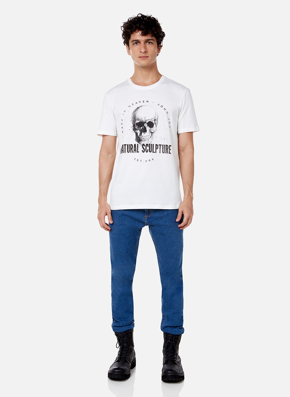 Camiseta John John Masculina Regular Fragment Skull 006 Grafite