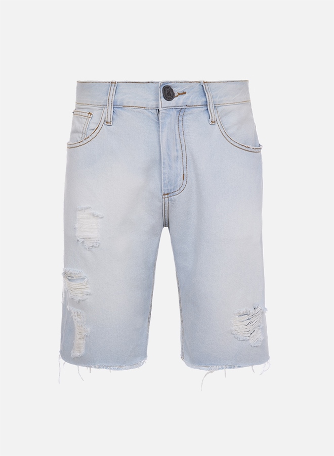 Bermuda Jeans Masculina Destroyed Clássica