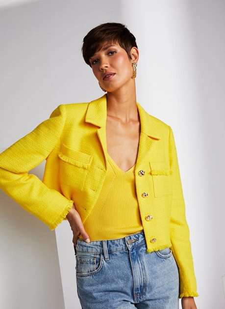 Casaco amarelo hot sale feminino