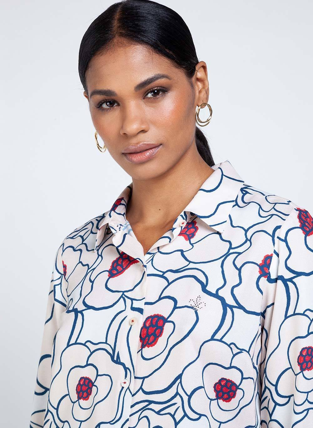 Camisa estampada floral sales feminina