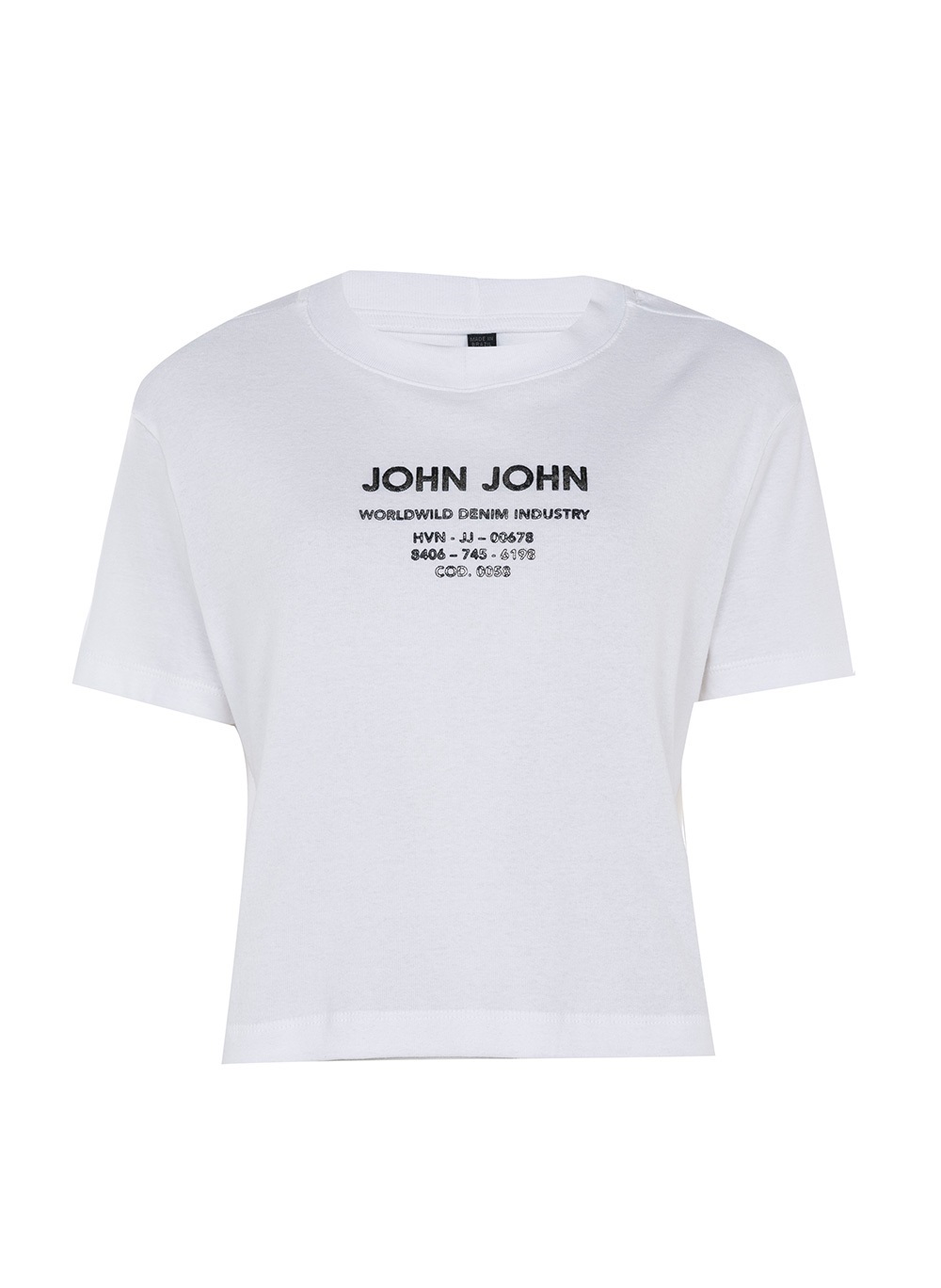 Camiseta Cropped John John Onça Off-White