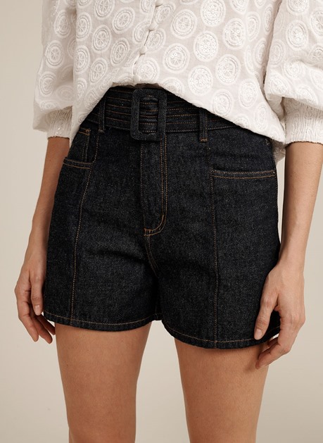 short 100% jeans curto preto básico moda feminina pop moda jeans